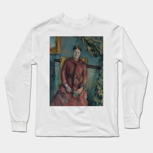 Madame Cezanne in a Red Dress by Paul Cezanne Long Sleeve T-Shirt